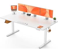 ErGear Bureau Assis Debout Electrique, Bureau Réglable en Hauteur Electrique avec Panneau Intelligent à 4 Mémoires, Bureaux Blanc avec Plateau en Panneaux Assemblés (160 x 80 cm, Blanc)