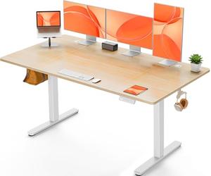 ErGear Bureau Assis Debout Electrique, Bureau Réglable en Hauteur Electrique avec Panneau Intelligent à 4 Mémoires, Bureaux Blanc avec Plateau en Panneaux Assemblés (140 x 70 cm, Beige)