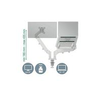 Leitz Ergo Support écran + Ordinateur Portable : Bras articulés pour Moniteur 17'' à 32'' et PC 13-17'', inclinable, orientable, Rotation, Charge Totale Jusqu’à 18 kg, VESA, Gris Clair, 65380085
