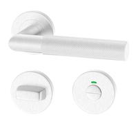 ERGO line BAUHAUS Poignée de porte d'intérieur, acier inoxydable, pour les portes de salle de bains, paire de poignées de porte sur rosaces rondes, garnitures de porte, poignée