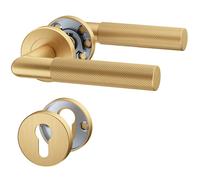 ERGO line BAUHAUSE Poignée de porte sur rosace ronde,doré, Or mat PVD,acier inoxydable,pour portes équipées d'une serrure à cylindre