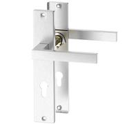 ERGO line CUBE garniture de porte en acier inoxydable, poignée avec serrure intégrée ensemble de poignées avec rosette longue, garniture de porte, poignée, tige carrée de 7 mm