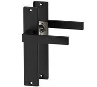 ERGO line CUBE garnitures de porte carrées, noires, poignée avec rosette sans d’orifice, ensemble de poignées avec rosette longue, garniture de porte, poignée, tige carrée de 7 mm