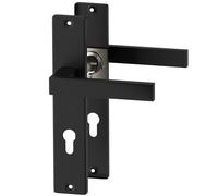 ERGO line CUBE garnitures de porte carrées, noires, poignée avec serrure intégrée serrure à cylindre ensemble de poignées avec rosette longue, garniture de porte, poignée, tige carrée de 7 mm