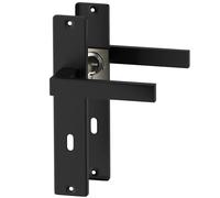 ERGO line CUBE garnitures de porte carrées, noires, poignée pour porte d’intérieur ensemble de poignée avec rosette longue, garniture de porte, poignée, tige carrée de 7 mm