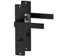 ERGO line CUBE garnitures de porte carrées, noires, poignée pour porte de salle de bains WC ensemble de poignée avec rosette longue, garniture de porte, poignée, tige carrée de 7 mm