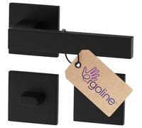 ERGO line Design moderne, poignée de porte noire CUBE, pour les portes de salle de bains, la silhouette ultra-fine, poignée carrée noire mate, garnitures de porte, poignée