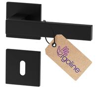 ERGO line Design moderne, poignée de porte noire CUBE, pour portes d'intérieur à clé, la silhouette ultra-fine, poignée carrée noire mate, garnitures de porte, poignée