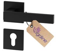 ERGO line Design moderne, poignée de porte noire CUBE, pour portes équipées d'une serrure à cylindre, la silhouette ultra-fine, poignée carrée noire mate, garnitures de porte, poignée