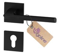 ERGO line Design moderne, poignée de porte noire QUANTO, pour portes équipées d'une serrure à cylindre, la silhouette ultra-fine, poignée carrée noire mate, garnitures de porte, poignée