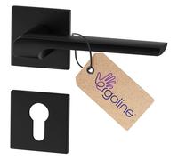 ERGO line Design moderne, poignée de porte noire ZOE, pour portes équipées d'une serrure à cylindre, la silhouette ultra-fine, poignée carrée noire mate, garnitures de porte, poignée