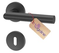 ERGO line LUCA Ensemble poignée de porte anthracite ronde sur rosace ronde, version clé (L), graphite mat, tige 7mm