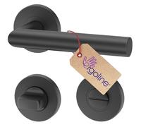 ERGO line LUCA Ensemble poignée de porte anthracite ronde sur rosace ronde, version salle de bains (WC), graphite mat, tige 7mm