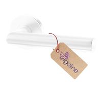 ERGO line LUCA Poignée de porte blanche sans rosace de serrure, en forme de L, rosace ronde, garniture de porte, poignée de porte, poignée de porte