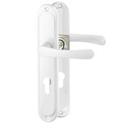 ERGO line MALMO garnitures de porte classiques, argent, poignée avec serrure intégrée serrure à cylindre ensemble de poignées avec rosette longue, garniture de porte, poignée, tige carrée de 7 mm