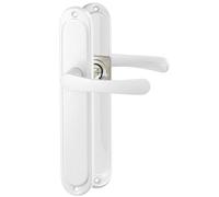 ERGO line MALMO garnitures de porte classiques, poignée pour porte ensemble de poignée avec rosette longue, garniture de porte, poignée, tige carrée de 7 mm (Bec de cane, Argent)