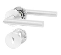 ERGO line NINA Poignée de porte d'intérieur, acier inoxydable, pour portes d'intérieur à clé, paire de poignées de porte sur rosaces rondes, garnitures de porte, poignée