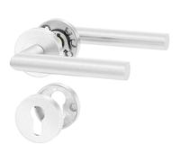 ERGO line NINA Poignée de porte d'intérieur, acier inoxydable, pour portes équipées d'une serrure à cylindre, paire de poignées de porte sur rosaces rondes, garnitures de porte, poignée