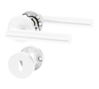 ERGO line NINA Poignée de porte d'intérieur, blanche, pour portes d'intérieur à clé, paire de poignées de porte sur rosaces rondes, blanche mate, acier inoxydable, poignée