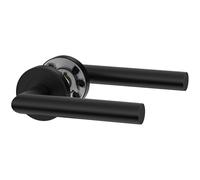 ERGO line NINA Poignée de porte d'intérieur, noire, poignée sans rosace inférieure, paire de poignées de porte sur rosaces rondes, noire mate, acier inoxydable, poignée