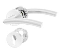 ERGO line OTTO Poignée de porte d'intérieur, acier inoxydable, pour portes équipées d'une serrure à cylindre, paire de poignées de porte sur rosaces rondes, garnitures de porte, poignée