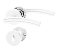 ERGO line OTTO Poignée de porte d'intérieur, blanche, pour portes d'intérieur à clé, paire de poignées de porte sur rosaces rondes, blanche mate, acier inoxydable, poignée