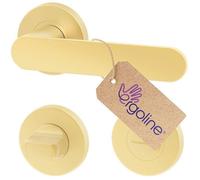 ERGO line PRIMA Poignée de porte d'intérieur, dorée, pour les portes de salle de bains, paire de poignées de porte sur rosaces rondes, or mat, garnitures de porte, poignée