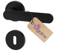 ERGO line PRIMA Ensemble poignée de porte noire ronde sur rosace ronde version clé (L) garniture moderne noir mat tige 7mm
