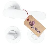 ERGO line PRIMA Poignée de porte d'intérieur, blanche, pour les portes de salle de bains, paire de poignées de porte sur rosaces rondes, blanche mate, garnitures de porte, poignée