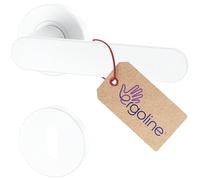 ERGO line PRIMA Poignée de porte d'intérieur, blanche, pour portes d'intérieur à clé, paire de poignées de porte sur rosaces rondes, blanche mate, garnitures de porte, poignée