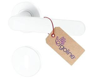 ERGO line PRIMA Poignée de porte d'intérieur, blanche, pour portes d'intérieur à clé, paire de poignées de porte sur rosaces rondes, blanche mate, garnitures de porte, poignée