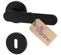 ERGO line PRIMA Poignée de porte d'intérieur, noire, pour portes d'intérieur à clé, paire de poignées de porte sur rosaces rondes, noire mate, garnitures de porte, poignée