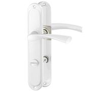 ERGO Line ROMA Garniture de Porte Classique Argent - Ensemble de Poignée pour Salle de Bains et WC avec Rosette Longue - Tige Carrée 7 mm
