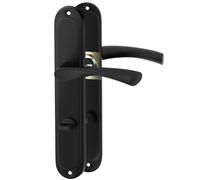 ERGO line ROMA Garniture de porte classique noire pour salle de bain et WC avec longue rosace - Garniture de porte, poignée, tige carrée de 7 mm