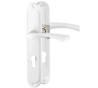 ERGO line ROMA garnitures de porte classiques, argent, poignée avec serrure intégrée serrure à cylindre ensemble de poignées avec rosette longue, garniture de porte, poignée, tige carrée de 7 mm