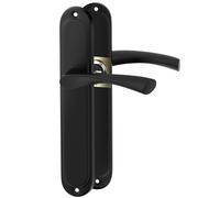 ERGO line ROMA garnitures de porte classiques, noir, poignée avec rosette sans d’orifice, ensemble de poignées avec rosette longue, garniture de porte, poignée, tige carrée de 7 mm