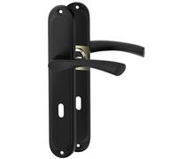 ERGO line ROMA garnitures de porte classiques, noir, poignée pour porte d’intérieur ensemble de poignée avec rosette longue, garniture de porte, poignée, tige carrée de 7 mm