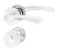 ERGO line ROMA Poignée de porte d'intérieur, acier inoxydable, pour portes d'intérieur à clé, paire de poignées de porte sur rosaces rondes, garnitures de porte, poignée