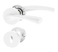ERGO line ROMA Poignée de porte d'intérieur, blanche, pour portes d'intérieur à clé, paire de poignées de porte sur rosaces rondes, blanche mate, acier inoxydable, poignée