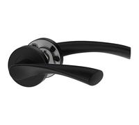 ERGO line ROMA Poignée de porte d'intérieur, noire, poignée sans rosace inférieure, paire de poignées de porte sur rosaces rondes, noire mate, acier inoxydable, poignée