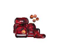 ergobag Cubo Ensemble Sac à Dos d'écolier Ergonomique Classique 5 pièces 1ère Classe Primaire pour Filles et garçons, Fonction Alarme, Rouge, Taille Unique, Ensemble Cartable