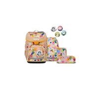 ergobag cubo Set Cartable Scolaire Ergonomique Classique, 5 pièces, pour la première Classe de l'école Primaire FlowBear World - Beige