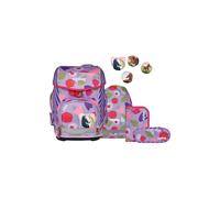 ergobag cubo Set Cartable Scolaire Ergonomique Classique, 5 pièces, pour la première Classe de l'école Primaire Flower PowBear - Lilas