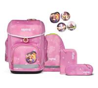 ergobag cubo Set Cartable Scolaire Ergonomique Classique, 5 pièces, pour la première Classe de l'école Primaire Ours Nuage Magique - Fuchsia