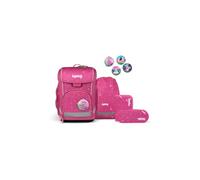 ergobag Ensemble cartable Cube Light Set, Verrou d'ours magique - Rose | Cartable ergonomique extra léger de seulement 780 g en lot de 6 pièces de la collection prédécesseur pour l'école