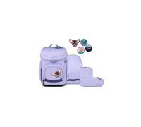 ergobag Ensemble cartable Cubo, Chercheur d'ours de la forêt - Lavande | Cartable ergonomique classique 5 pièces pour le 1er cole primaire