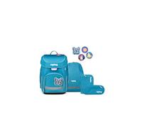 ergobag Ensemble cartable Cubo, Papillon - Bleu pétrole, Taille unique | Cartable ergonomique classique 5 pièces pour le 1er cole primaire
