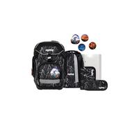 ergobag Lot de 6 Sacs à Dos d'écolier ergonomiques et Flexibles - pour l'école Primaire de première Classe - pour Filles et garçons, Super Ours réfléchissant - Noir, Taille Unique, Ensemble Cartable