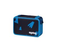 ergobag Lyra Lot de 40 crayons de couleur et feutres, compartiment pour la monnaie, règle, ciseaux, chasse à l'ourson Bleu foncé