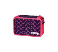 ergobag Lyra Lot de 40 Grandes Trousses à Crayons de Couleur et feutres, Compartiment pour la Monnaie, règle, Ciseaux, Motif d'ours en Perles Violet